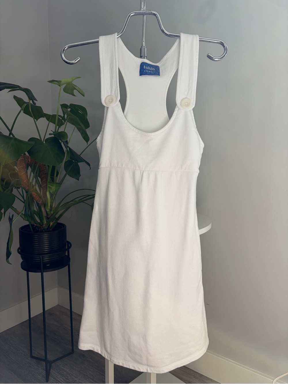 Aritzia Talula White Button-Strap Dress